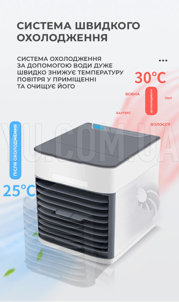 Мобільний кондиціонер 4в1 Arctic Air Ultra з підсвічуванням Покращений Арктика Ультра Мобільний кондиціонер 4в1 Arctic Air Ultra з підсвічуванням Покращений Арктика Ультра